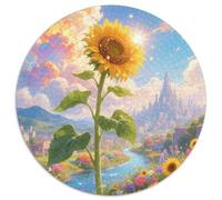 Sunflower 1000pc Round Puzzle Highlighting, A Joy to Assemble, Perfect for Relaxing in The Sunroom 1000pcs (67.5x67.5cm)