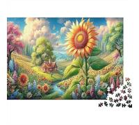Sunflower 1000Piece JigsawPuzzleCat Sunflower Meadow ForAdults Colourful LargePiecePuzzles Age12+byth ThemeFlowersandBirds Fun, Challenging 52x38cm/1000pcs