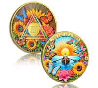 Sunflower 19 Year Sobriety Coin, AA Chips Recovery Gifts for Men & Women | One Day at a Time AA NA Medallion, Alcoholics Anonymous Celebrations, Sober Anniversaries, Recovery Milestones
