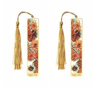 Sunflower 2 Pack Bookmarks for Women with Tassels, Golden Hollow Bookmark Oil Painting Theme Book Mark for Book Lovers Writers Readers