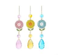 Sunflower 3pcs 11in Rainbow Decor Sunflower 3pcs 11in Rainbow | Vibrant pink yellow blue, casts rainbow for reflections, 11in length, sturdy metal chain, indoor outdoor use