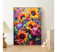Sunflower 5D Diamond Painting Kit for Adults, Painted Dot Diamond Cross Stitch Sun Flower DIY Diamond Embroidery Paintings Set by Numbers Wall Art Decor Gift for Home (JK1823,60x80cm + Frameless)