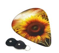 Sunflower 6 Pack Guitar Picks With Holder, Personalized Guitar Plectrums Non-Slip Portable Ukulele Bass Picks 0.46mm For Acoustic Guitar Lovers Gifts