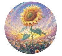 Sunflower 68 Piece Circular Jigsaw Puzzle Flowers Plants Trees Animal Shape All Ages Suitable Stress Relief Puzzle Educational Learning Through Play Home Decor 68 PCS