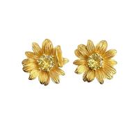 Sunflower 925 Sterling Silver Post Pin Earrings for Women Green Birthstone Cubic Zirconia Retro Boho Sun Flowers Studs Earring Cute Butterfly Floral Birthday Festival Jewelry Gifts