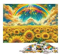 Sunflower Adults Fun 500 Pieces Wooden Jigsaw Puzzles Stress Relief Education Game Home Decoration Toy Intellectual Game Relaxation And Intelligence 500pcs (52x38cm)