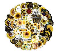 Sunflower Aesthetic Stickers, You are My Sunshine Stickers Pack, 50Pcs Funimost Vinyl Waterproof Stickers for Water Bottle Laptop Scrapbook Phone Guitar, Flower Stickers for Kids Teens