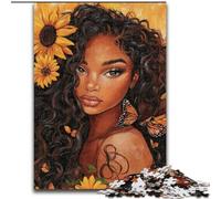 Sunflower African Woman 1000 Pieces Jigsaw Puzzles for Adults And Teens, Interesting Stress Reduction Parent-child Interaction (50x75cm)