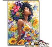 Sunflower African Woman Adult Jigsaws 2000 Piece, Family Activity Fun at Home Activities, Birthday Present,Travel Gifts (70x100cm)
