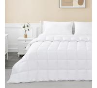 sunflower All-Season Down Alternative Quilted Comforter with 8 Corner Tabs, 300TC Mercerized Cotton King Duvet, Pre-Shrink and Lightweight, Noiseless and Fluffy, Breathable and Hypoallergenic, White
