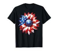 Sunflower American Flag 4th of July Patriotic Women Men USA T-Shirt