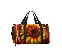 Sunflower American Flag Gym Duffle Bag with Shoe Compartment Travel Weekender Overnight Bag Waterproof Sports Gym Bag with Shoulder Strap