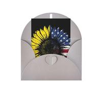 Sunflower American Flag Print Adorable Blank Cards& Envelopes,Unique Designs Perfect for Festivals, Invitations