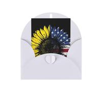 Sunflower American Flag Print Adorable Blank Cards& Envelopes,Unique Designs Perfect for Festivals, Invitations