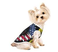 Sunflower American Flag print Dog Shirts for Small Dogs Stretchy T-Shirts Lightweight Tank Top Sleeveless Striped Vest