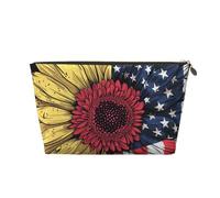 Sunflower American Flag Printed Travel Toiletry Bag - Handbag Organizer, Purse Organiser Insert Handbag,Inner Storage Bag in Bag with Zipper Bag