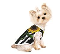 Sunflower And American Flag print Dog Shirts for Small Dogs Stretchy T-Shirts Lightweight Tank Top Sleeveless Striped Vest