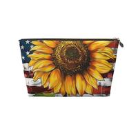 Sunflower and American Flag Printed Travel Toiletry Bag - Handbag Organizer, Purse Organiser Insert Handbag,Inner Storage Bag in Bag with Zipper Bag