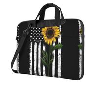 Sunflower And American Flag Printed Waterproof Laptop Case Ultra-Thin Portable One-Shoulder Laptop Bag 600d Oxford 13in/14in/15.6in