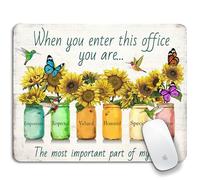 Sunflower And Butterfly Mouse Pad Large Personalized Inspirational Designs Computer Mouse Pad Office Decoration Accessories Gift Non-Slip Rubber Mousepad For Laptop 7.9X9.4 Inch