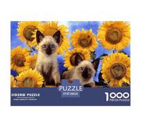 Sunflower And Cat Jigsaw Puzzle Waterproof 1000 Piece Jigsaw Puzzles for Adults Gifts Impossible Adults Jigsaw Puzzle Challenging Puzzle Games