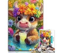 Sunflower And Cow Jigsaw Puzzles for Adults 1000,Challenging To Complete But Fun And Humorous Unique Home Decor And Gifts (38x26cm)