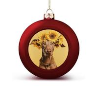 Sunflower and Dog Christmas Ball Ornaments - Shatterproof Plastic Vintage Rustic Xmas Tree Decorations Pendant for Family Holiday Wedding Party Xmas Hanging Decoration