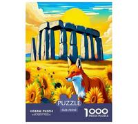 Sunflower And Fox Jigsaw Puzzles Great Gift for Adults 1000 Piece Challenging Games Home Decoration Flower Jigsaw Puzzle for Adults And Kids 70x50cm/1000pcs