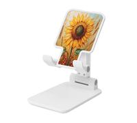 Sunflower And Red Berries Foldable Cell Phone Stand Adjustable Angle Height Desktop Portable Cellphone Cradle Compatible With All Smartphone White-Style