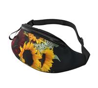 (Sunflower and Rose) Fanny Pack Waist Bag Adjustable Shoulder Strap Bum Bag for Men Women Travel Hiking Running