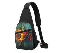 Sunflower and Rose Printed Chest Bag Sling Bag for Men Women, Outdoor Crossbody Fanny Packs Hiking Chest Packs Sport Daypacks