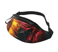 Sunflower and Rose Printed Fanny Pack for Men Women Crossbody Waist Bag Pack Bum Bag with Adjustable Strap for Hiking Running Travel Cycling