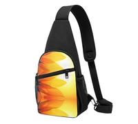 Sunflower and Sunset Casual Sling Bag Crossbody Shoulder Pack,Durable Polyester Chest Bag with Multiple Pockets and Key Holder,Adjustable Strap for Men Women