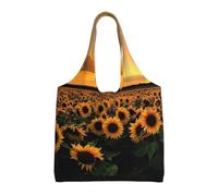 Sunflower and Sunset Print Canvas Tote Bags for Women Reusable Grocery Bag Large Gym Canvas Cloth Pouchportable Shopping Handbag