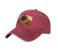 Sunflower and Sunset Print Perfect for Sports and Outdoor Activities Adjustable Cap, Adult Unisex Red