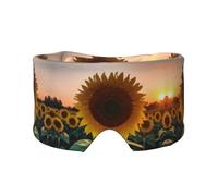 Sunflower and Sunset Print Sleep Eye and Ear Muffs Mask - Adjustable Yoga Travel Headband, Keep Warm Shading Comfortable Aid