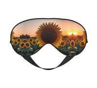 Sunflower and Sunset Print Sleep Eye Mask with Adjustable Strap Soft for Airplane Travel Relax Yoga Nap Meditation