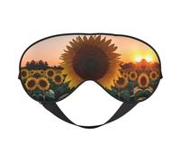 Sunflower and Sunset Print Soft Eye Mask with Adjustable Strap Sleep Shade Cover for Airplane Travel Nap