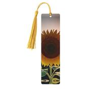 Sunflower and Sunset Print Wooden Bookmarks Beautiful Notebook Accessories for Men Women Book Lovers