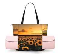 Sunflower And Sunset Women'S Yoga Mat Bag With All-Over Print,Lightweight Polyester Shoulder Gym Bag,Front Open Pocket For Yoga Mat, Towel