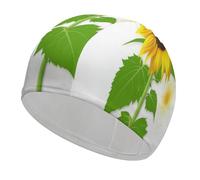 Sunflower and Weed Bathing Cap High Elasticity Swimming Caps Fit Both Long Hair Short Hair Comfortable Large Shower Cap for Drag Reduction and Hair Protection
