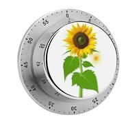 Sunflower and Weed Kitchen Timer with Loud Alarm 60-Minute Magnetic Countdown Reminder for Cooking Stainless Steel Visual Wind Up Timer
