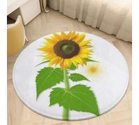Sunflower and Weed Round Area Rug Non SLI Floor Mat Rug Washable Low Pile Indoor Circle Carpet Soft Floor Protector Mat Pad for Bedroom Living Room Kitchen Office Decor 60 * 60cm