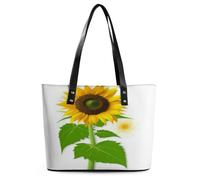 Sunflower And Weed Tote Bag Large Soft Leather Purse with Zipper Lightweight Ladies Shoulder Handbag