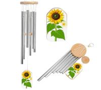 Sunflower and Weed Wind Chimes Hanging Metal Wind Chime Outdoors Aluminium Memorial Windchimes Deep Tone Garden Patio Balcony Decoration Sympathy Gift for Mom Women Wife