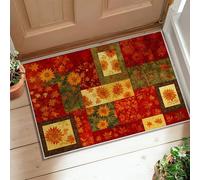 Sunflower Area Rug, Fall Rustic Maple Leaf Berries Fall Red Low Pile Aesthetic Doormat Rectangle Accents Rug Bathroom Laundry Room Kitchen Entryway Decor 2' X 3'