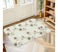 Sunflower Area Rug, Natural Rustic Floral Stem Spring Beige Low Pile Sponge Aesthetic Doormat Rectangle Accents Rug Entryway Bathroom Laundry Room Bedside Decor 2' X 3'