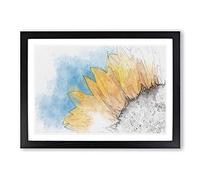 Sunflower at The End of Summer in Abstract Framed Print | A2 Black Framed Wall Art | Ready to Hang | Abstract Floral Picture | Living Room Bedroom Lounge Office