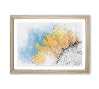Sunflower at The End of Summer in Abstract Framed Print | A2 Oak Framed Wall Art | Ready to Hang | Abstract Floral Picture | Living Room Bedroom Lounge Office