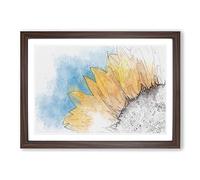 Sunflower at The End of Summer in Abstract Framed Print | A2 Walnut Framed Wall Art | Ready to Hang | Abstract Floral Picture | Living Room Bedroom Lounge Office
